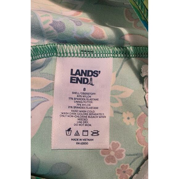 Lands End Womens Tankini Swimsuit Top Size 8 Green Floral - Picture 3 of 4